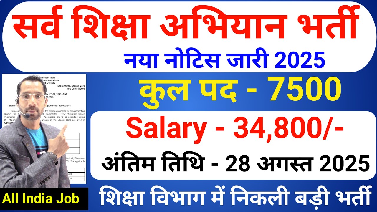 सर्व शिक्षा अभियान भर्ती 2025, primary teacher recruitment 2025, new vacancy 2025, ssa vacancy 2025