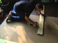 Stain concrete porch to look like wood. EASY!