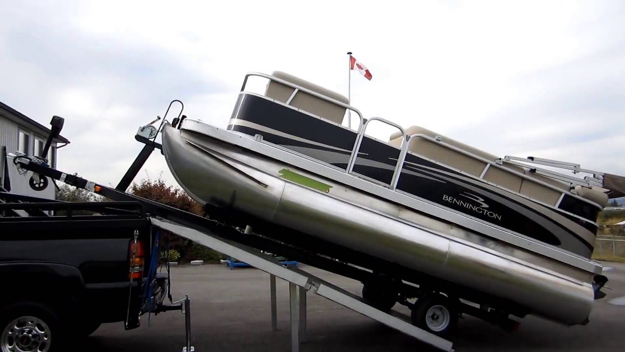 How To Load A Pontoon Boat On Top Of A Truck - YouTube