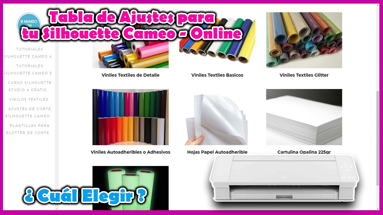 Conoce los AJUSTES de CORTE para Silhouette CAMEO 4 - Aplicación WEB -  YouTube