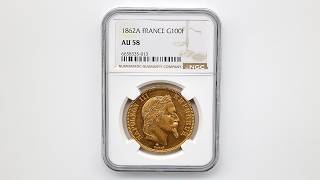 委託販売 1862A フランス ナポレオン3世 100フラン 金貨 NGC AU 58 極 委託販売 1862A フランス ナポレオン3世 100フラン 金貨 NGC AU 58 極