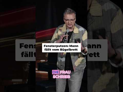 Fenster putzen kann gefährlich werden. Vor allem, wenn plötzlich die Tür klingelt. Eigentlich wo