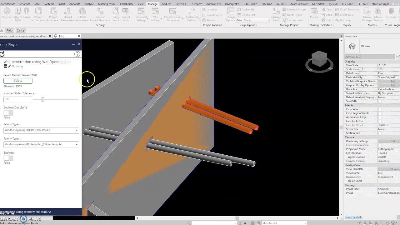 Dynamo Cover Create wall penetration using wall opening - YouTube