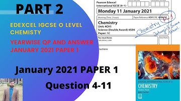 EDEXCEL IGCSE O LEVEL Chemistry 9-1 | January (2021) | PAPER 1 |PART 2 | Jahangir