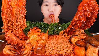 MUKBANG ASMR 직접 만든 매운 쭈꾸미 문어 팽이버섯버섯 해물찜 먹방! SPICY SEAFOOD BOIL & MUSHROOMS OCTOPUS EATING SOUNDS