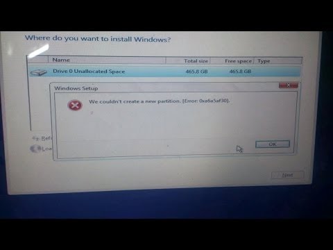 Windows  Error - We Cannot Create A New Partition Error 0xaab4a9f0