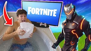 Win the Game to GET OUT of the ICE BATH in Fortnite **FREEZING**