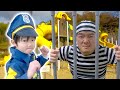 【寸劇】警察ごっこ!囚人にハッピーセット盗まれた!警察に変身おもちゃを取り返せ!たけるちゃん Takeru and Mom Pretend Play Prisoner with Happy Meal