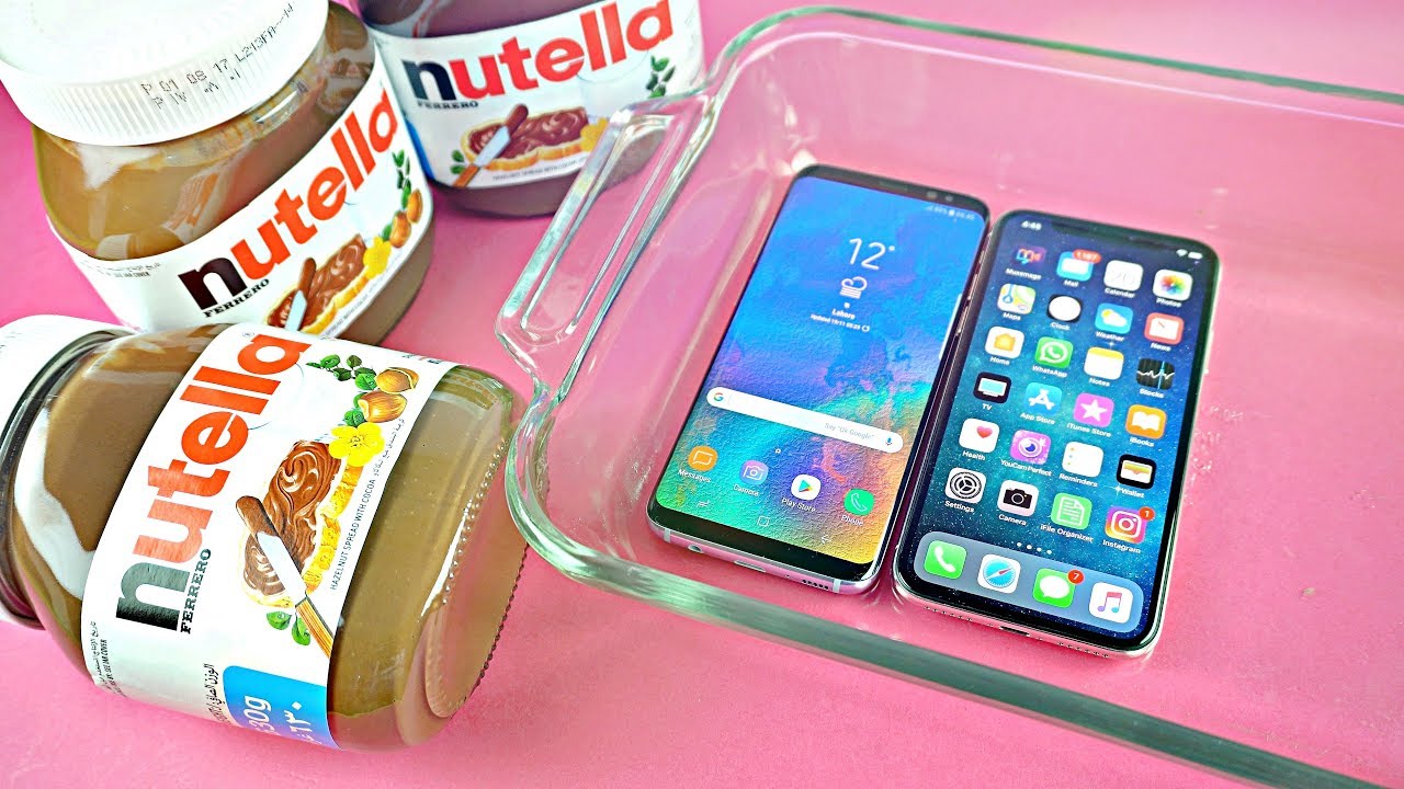 iPhone X vs Samsung Galaxy S8 - NUTELLA FREEZE TEST!!!