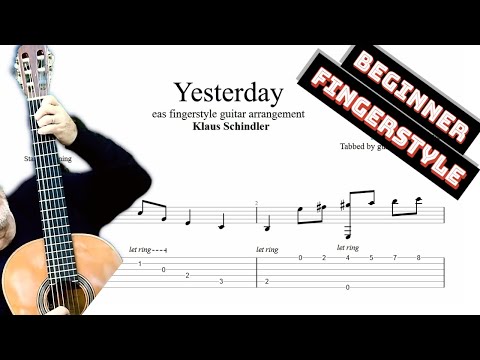 Yesterday TAB - easy fingerstyle guitar tabs (PDF + Guitar Pro)