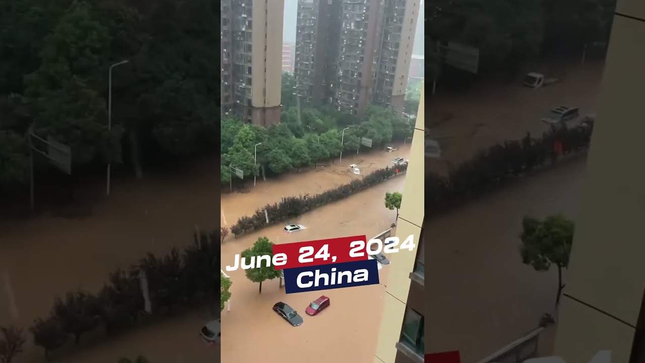 June 24, 2024 China. Heavy rain caused flash flooding in Changsha, Hunan province.
