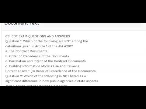 CSI CDT EXAM QUESTIONS AND ANSWERS