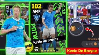 300 COIN OPENING PACK POTW NEW KEVIN DE BRUYNE RATING 102 AND DAILY GAME BOX FREE 1!! IN EFOOTBALL screenshot 1