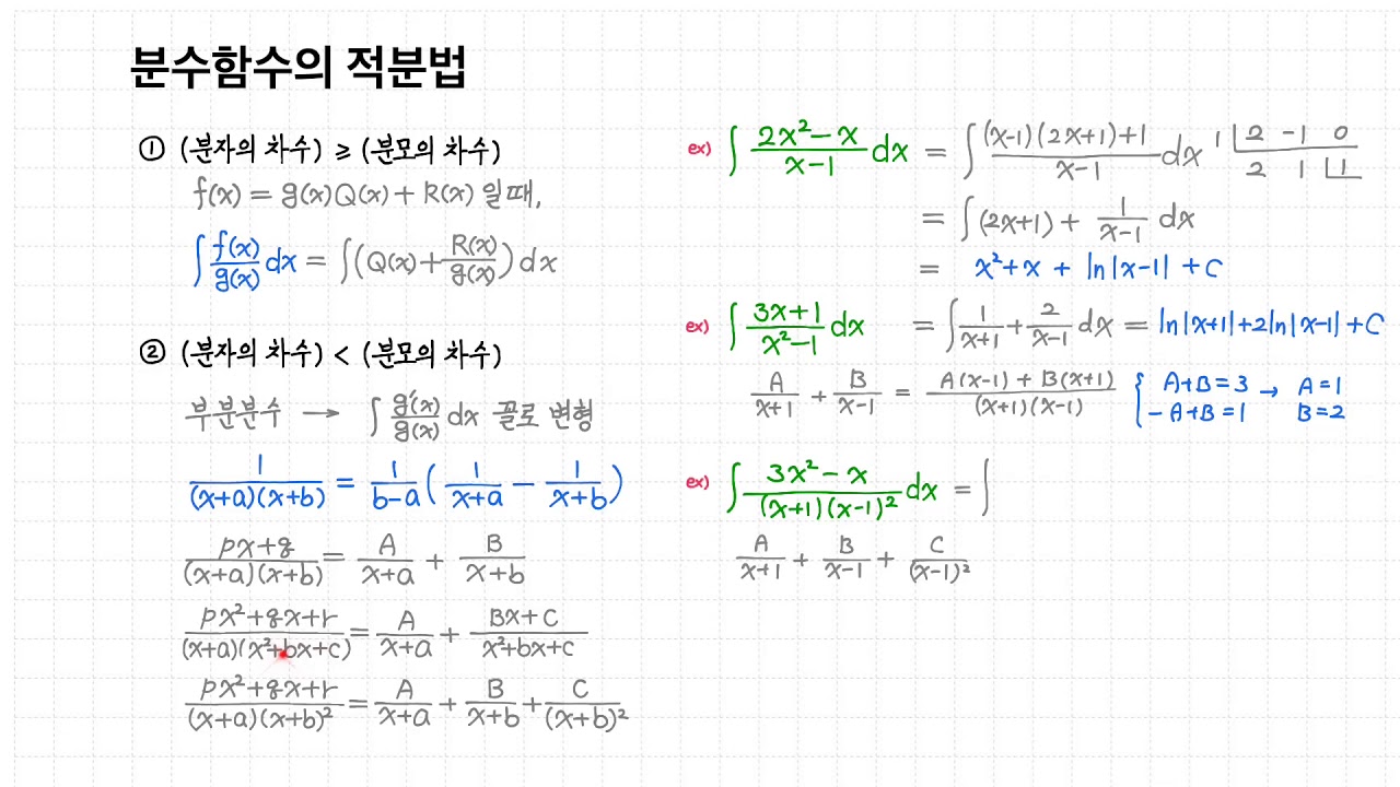 08-05 분수함수의 적분법 - YouTube 08-05 분수함수의 적분법 - Youtube