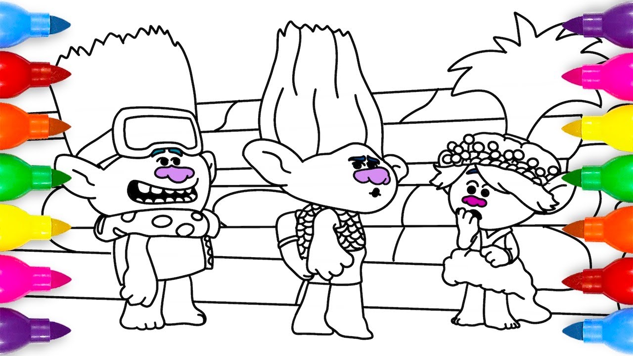 Trolls Band Together Poppy Branch John Dory Funny Moment Coloring Pages ...