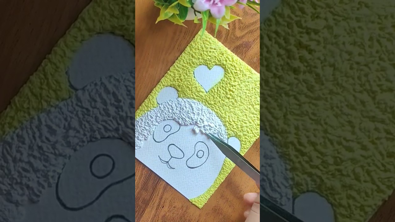 easy painting with tissue paper 🐼/ tissue paper art #shorts 