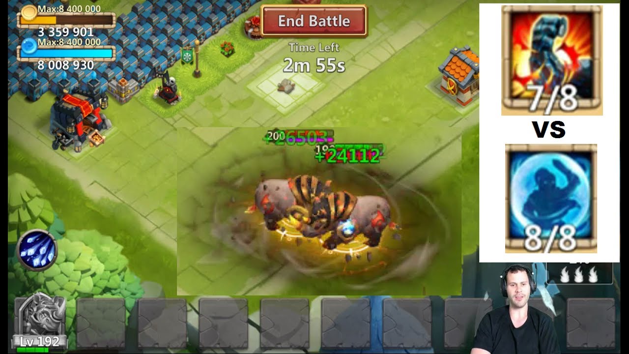 RockNO VS RockNO StoneSkin VS Bulwark Crazy Fight Castle Clash