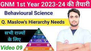 Maslow's Hierarchy Needs सभी राज्यों के लिए Behavioural Science GNM 1st Year 2023-24 @NursingGyan