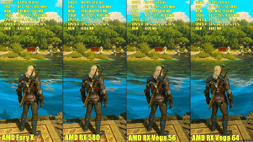 The Witcher 3 AMD RX Vega 64 Vs AMD RX Vega 56 Vs AMD RX 580 Vs AMD Fury X Frame Rate Comparison