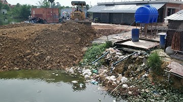Amazing New Project!! Landfill and Delete Garbage Dump Using Skills Dozer D31P and 5Ton Dump Trucks