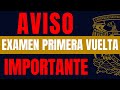 AVISO IMPORTANTE EXAMEN PRIMERA VUELTA UNAM 2021