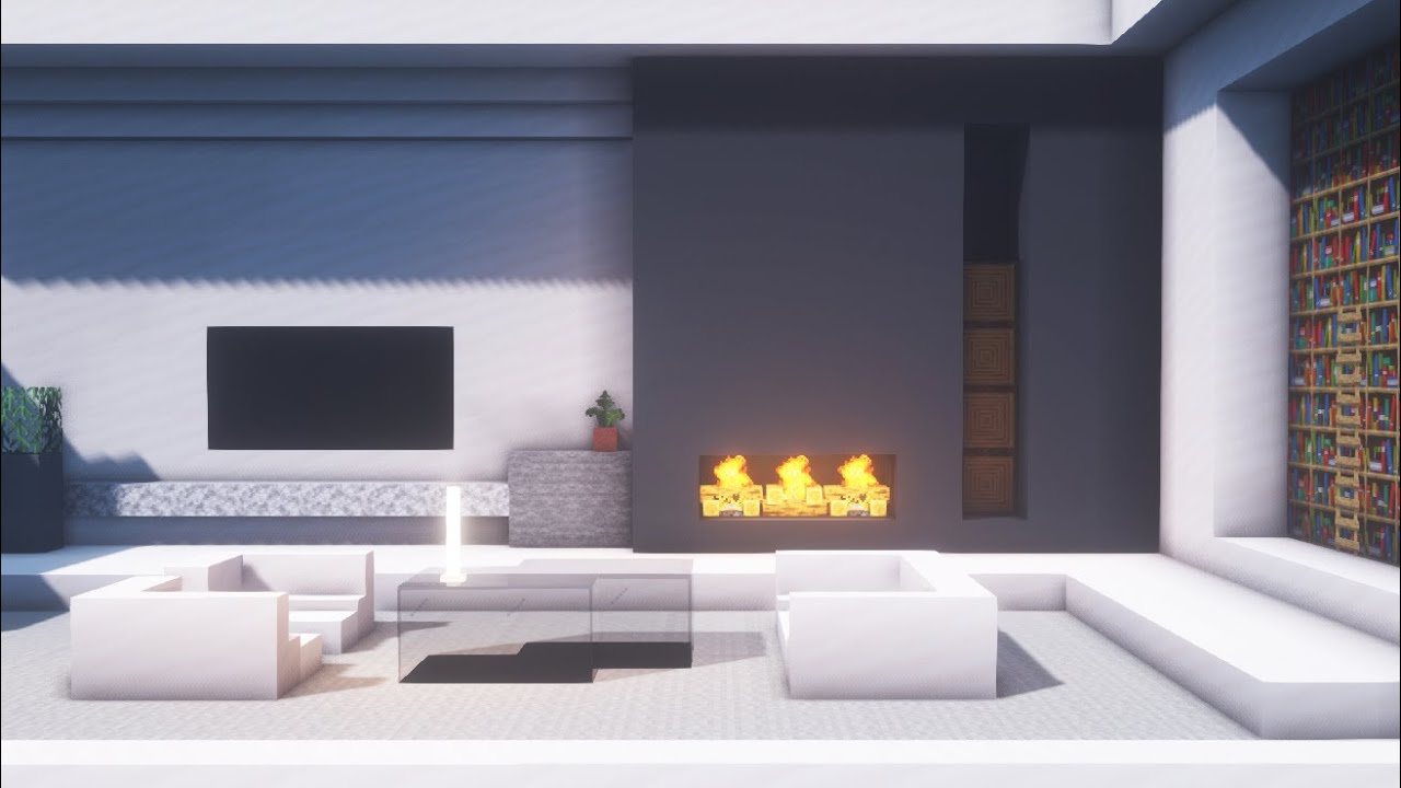 Minecraft】 Modern Livingroom TutorialㅣInterior #7 - YouTube