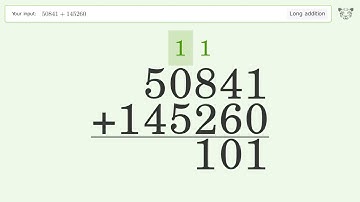 Long Addition Problem 50841+145260: Step-by-Step Video Solution | Tiger Algebra