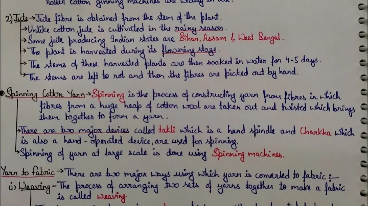 Class-6 |Science| Ch-3 ( Fibre to Fabric )[ PART 2] # Ncert #Handwritten notes # Concept Improver