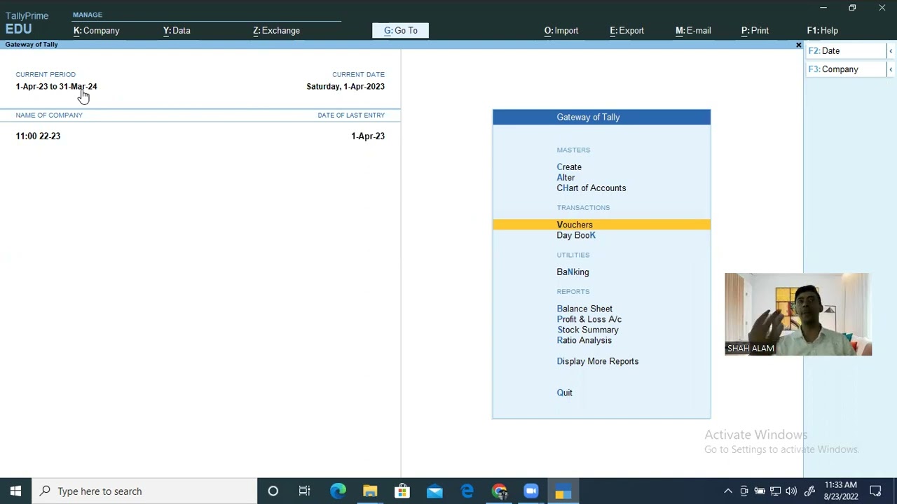 Tally Prime Account Confirmation & Export Import data
