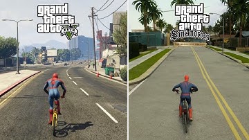 GTA 5 VS GTA San Andreas DEFINITIVE EDITION | Spiderman Mod | Free Roam(No Swinging)