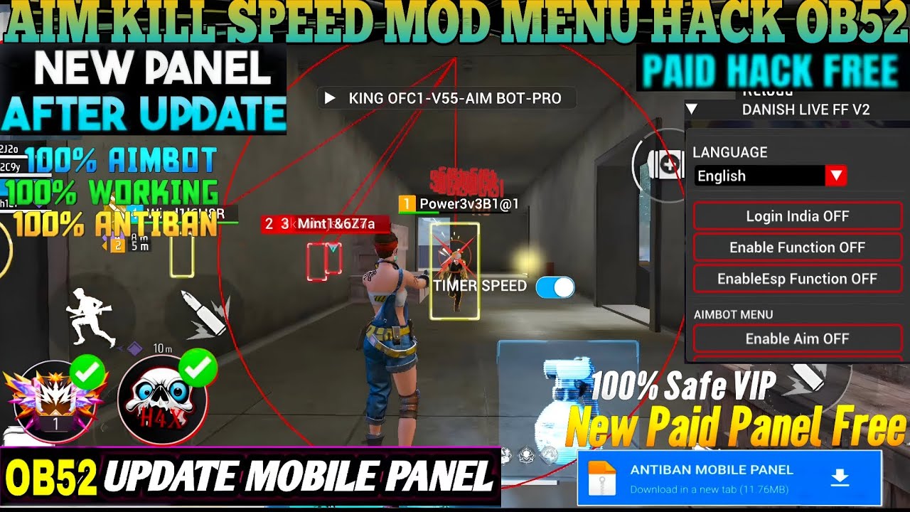 OB52 HACK ✅ Free Fire Headshot Hack Free fire Mod Menu Apk Autokill + fly Hack FF Panel Hack 2026 ❤️
