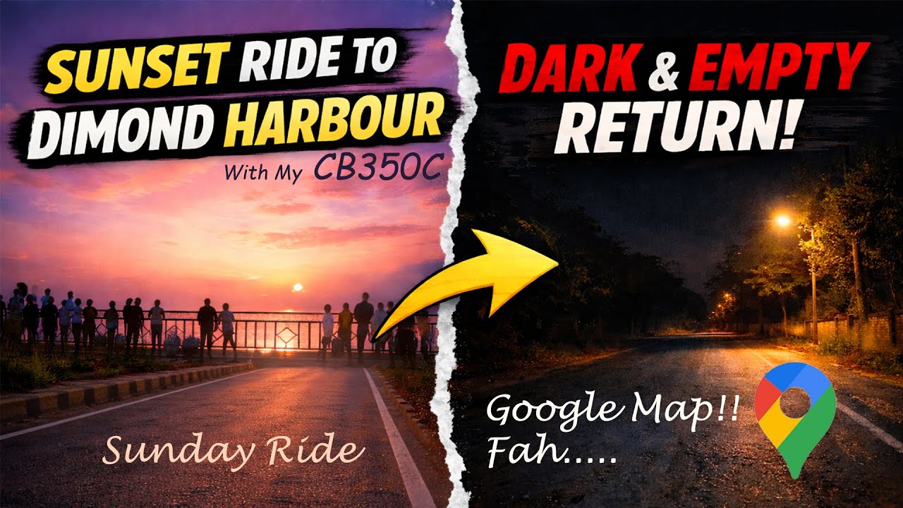 Sunday Sunset Ride to Dimond Harbour on Honda CB350 | Dark & Empty Night Return Experience 