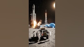 Futuristic Colonies Lunar Spaceport 🚀 Rockets Launching & Astronauts Loading Supplies