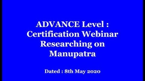 ADVANCE Level : Certification Webinar Researching on Manupatra