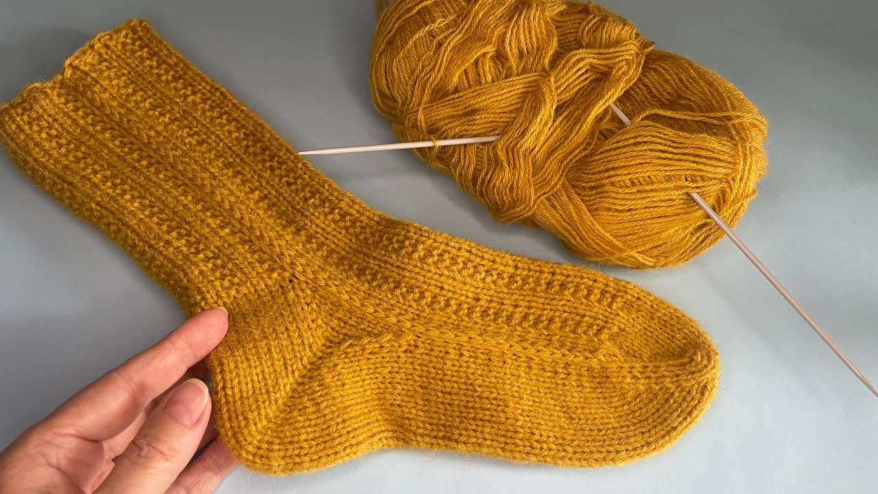 Носок НА ДВУХ СПИЦАХ без шва!  Пятка БУМЕРАНГ с клином подъема🤩