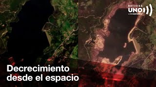 El decrecimiento de los embalses de Chuza y Guavio con vista satelital de su sequía | Noticias UNO