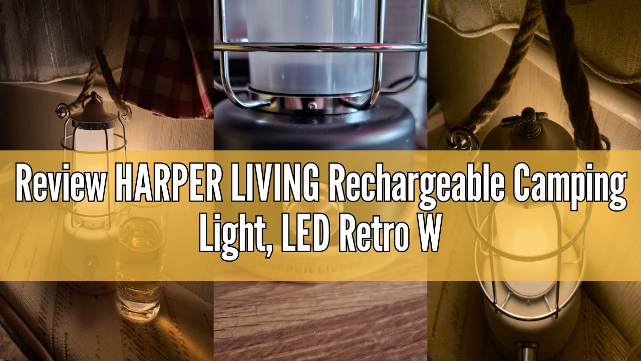 Review HARPER LIVING Rechargeable Camping Light, LED Retro Water Resistant Lantern, 5000mAh Power Ba