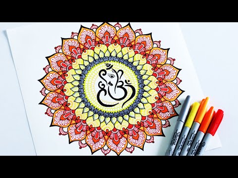 How to draw Ganesha Mandala art | Easy Ganpati mandala tutorial