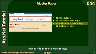 Master Pages | Part 3 - Side Menu and Content Pages | Asp Net Tutorial #44