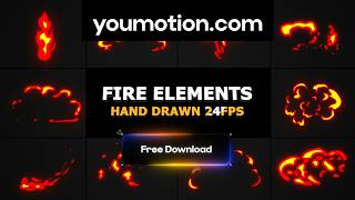 Flash Fx Flame Elements — Free Hand-Drawn Fire Pack + Color Control (AE, PR, DR, FCPX)