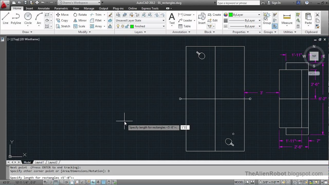 AutoCAD 2012 Introduction Training-0601 Rectangles - YouTube