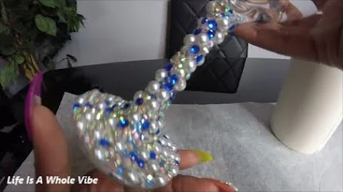 DIY RHINESTONE & PEARL DOLLAR TREE WINE GLASS TUTORIAL- HOW TO CUSTOMIZE A WINE GLASS- GIFT IDEA