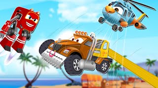 Supercar Rikki Stops the Monster Truck from destroying the Beach Side Shacks