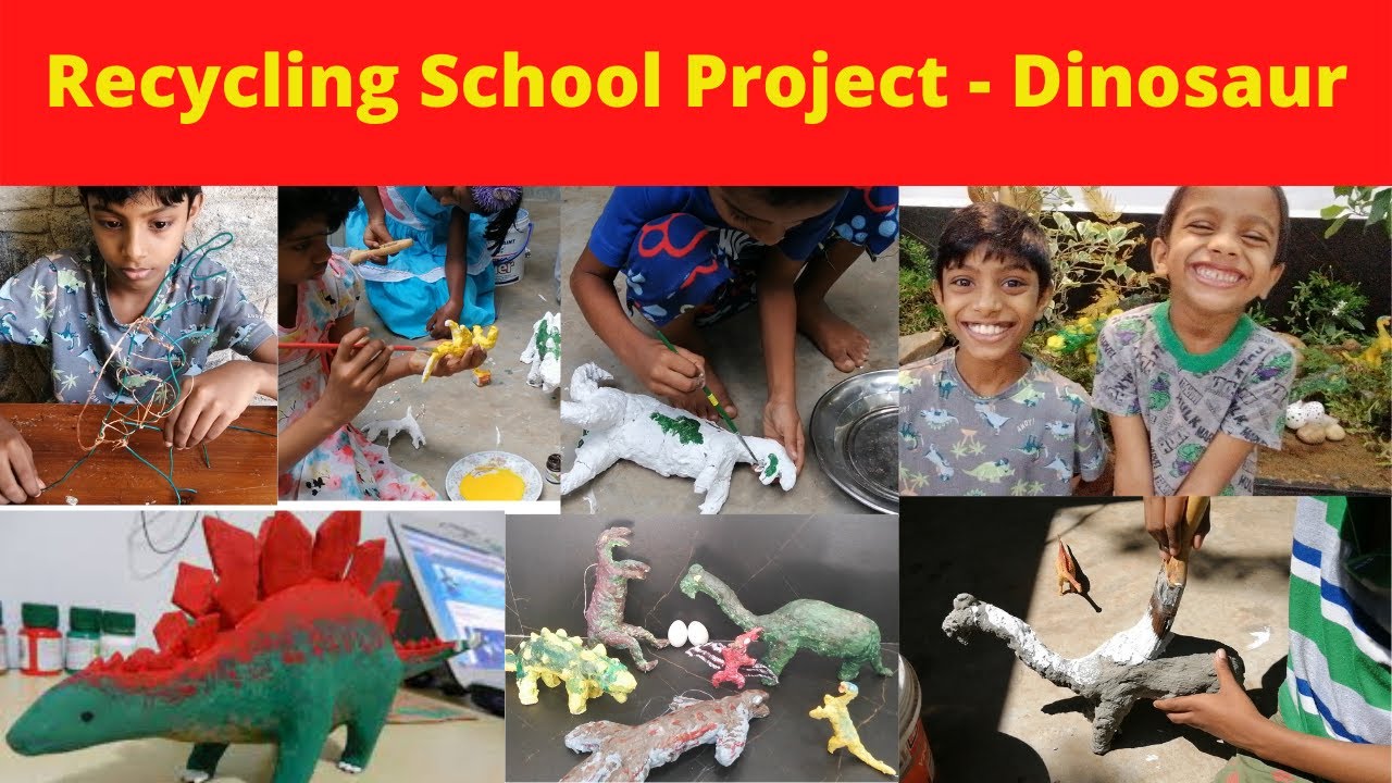 How to make dinosaurs with waste things in simple way ඉවතලන ද්‍රව්‍ය වලින් ඩයිනෝසරයින්