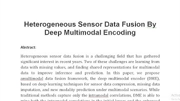 Heterogeneous Sensor Data Fusion By Deep Multimodal Encoding