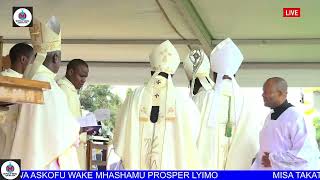 ASKOFU MKUU RENATUS NKWANDE ALIVYOMSIMIKA ASKOFU PROSPER LYIMO KUWA ASKOFU WA JIMBO LA BARIADI