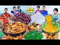 Brinjal egg chicken curry vs bhindi egg fry cooking street food new hindi kahani hindi moral stories