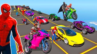 Motos com HOMEM ARANHA e SUPER HERÓIS vs VENOM - GTA V