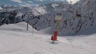 Skiing 2019 in Les Arcs, black piste Comborciere