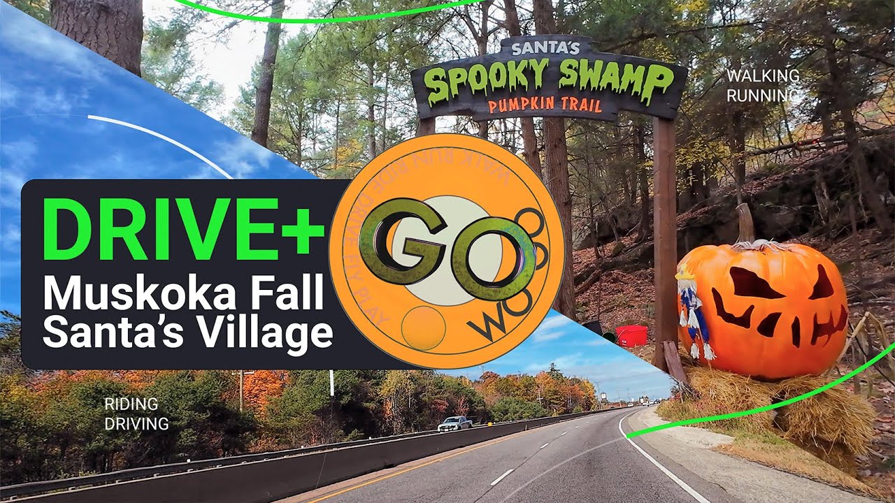 DRIVE + WALK | Muskoka Fall to Santa’s Village 🎃🍂 | 2 Hours Relaxing POV Drive + Park Walk